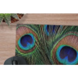 Pauwenveren - Klassiek - Groen muismat rubber klein -closeup