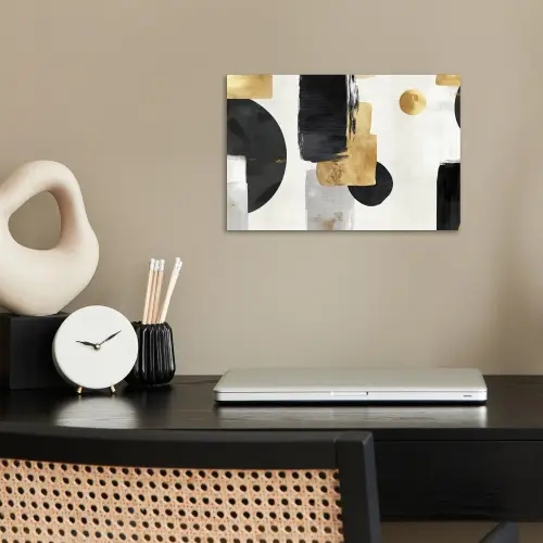Goud - Rechthoeken - Cirkels - Abstract poster papier klein -sfeer1