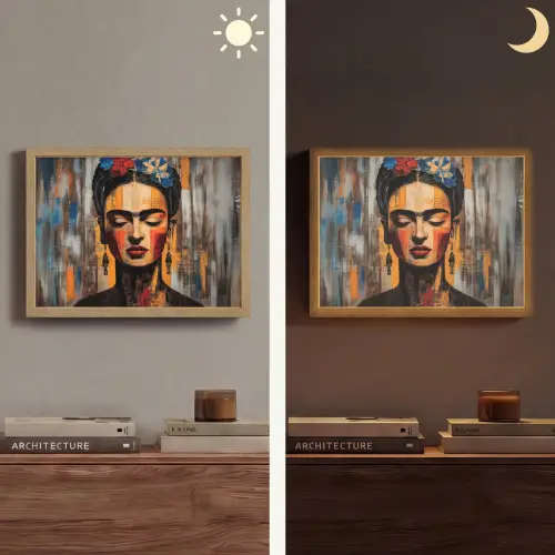 Portret - Vrouw - Bloemen Light Box met batterij (Wandlamp) middel -sfeer3