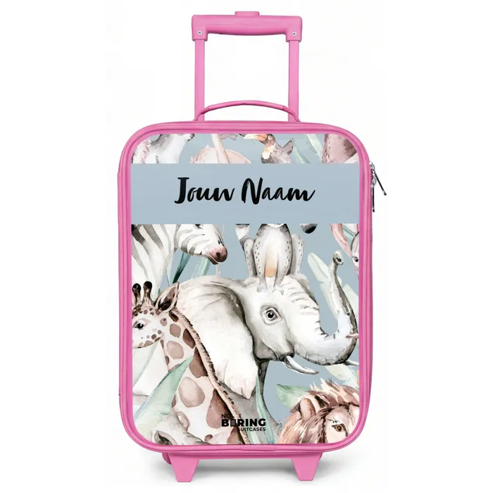 Jungle in Lichte Kleuren Kinderkoffer - Roze klein -zz3dotto