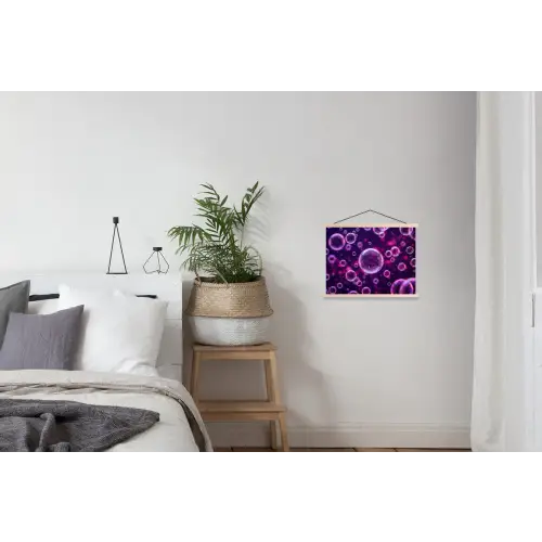 Paars - Bubbels - Schuim textielposter latten blank klein -woonkamer