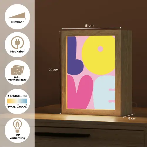 Love - Valentijn - Kleurrijk Light Box met kabel (Wandlamp) klein -USP_websiteoverzichtNL