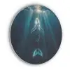 Walvis - Water - Zonnestralen - Blauw Akoestische PET Vilt - Rond klein -3d