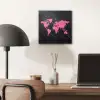 Wereldkaart - Roze - Marmer aluminium wit klein -sfeer5