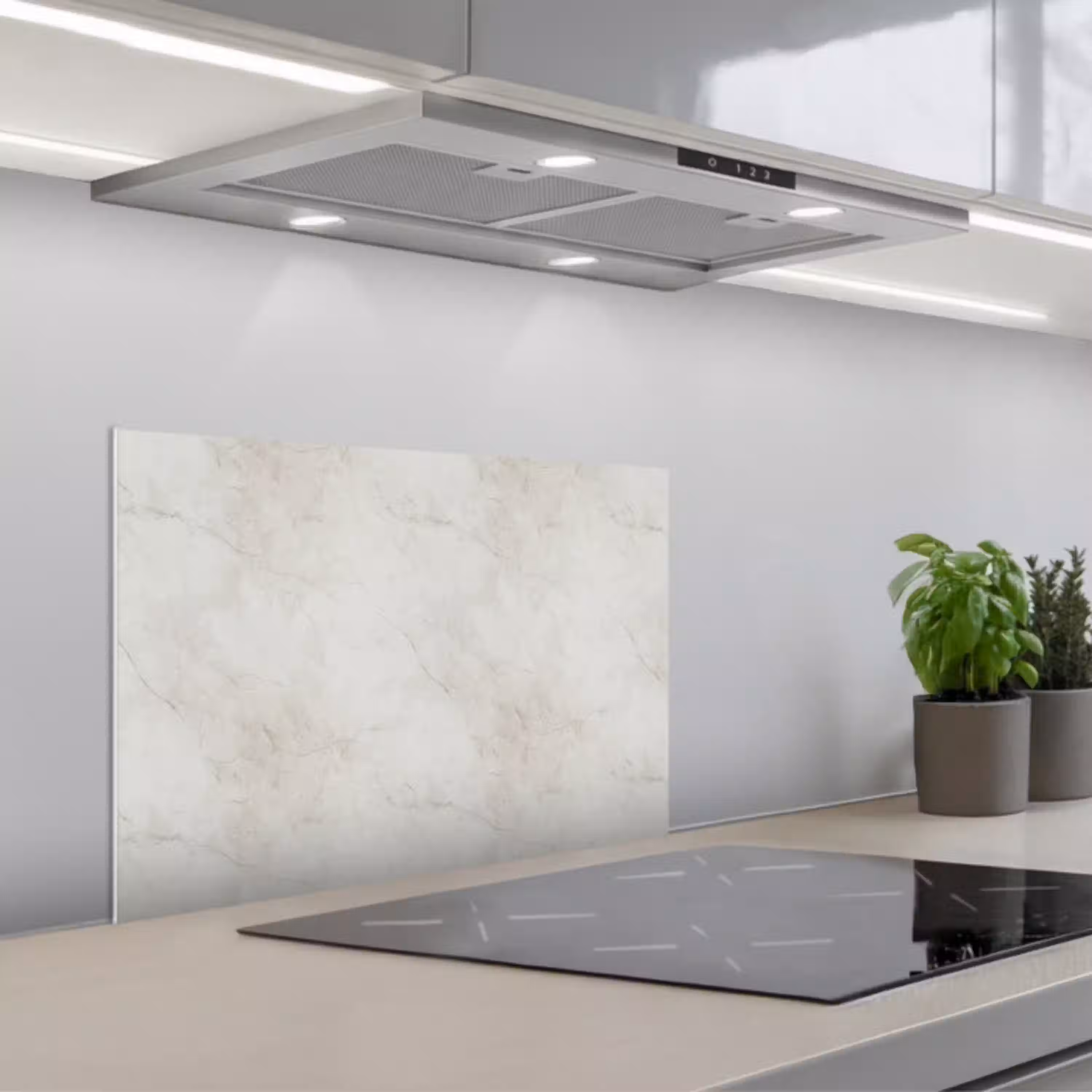 Grijs - Marmer - Aders keuken achterwand spatscherm klein 900 -3d_schuin