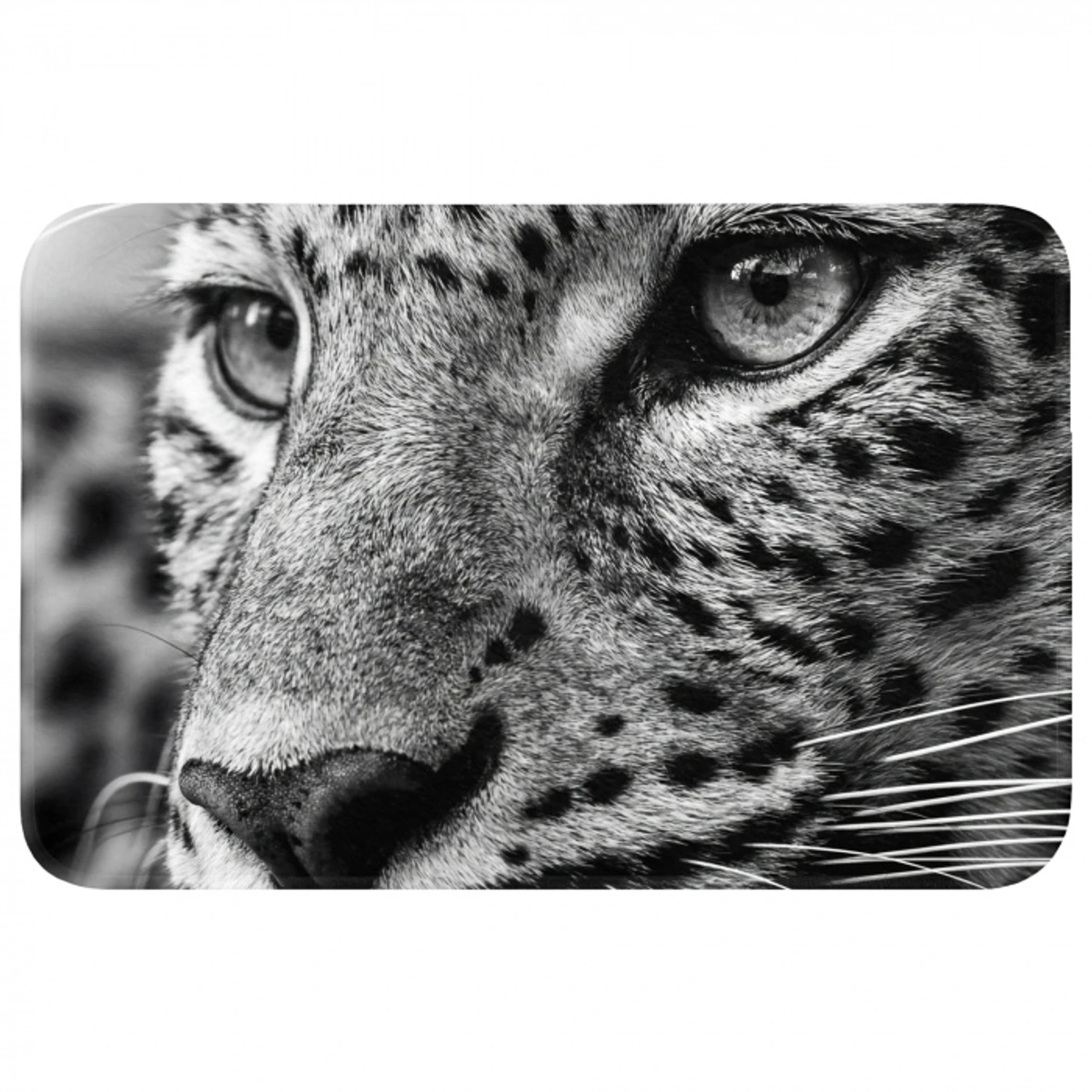 Luipaard - Zwart - Wit - Oog Badmat klein -3d