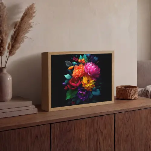 Boeket - Bloemen - Kleur Light Box met batterij (Wandlamp) middel -sfeer2