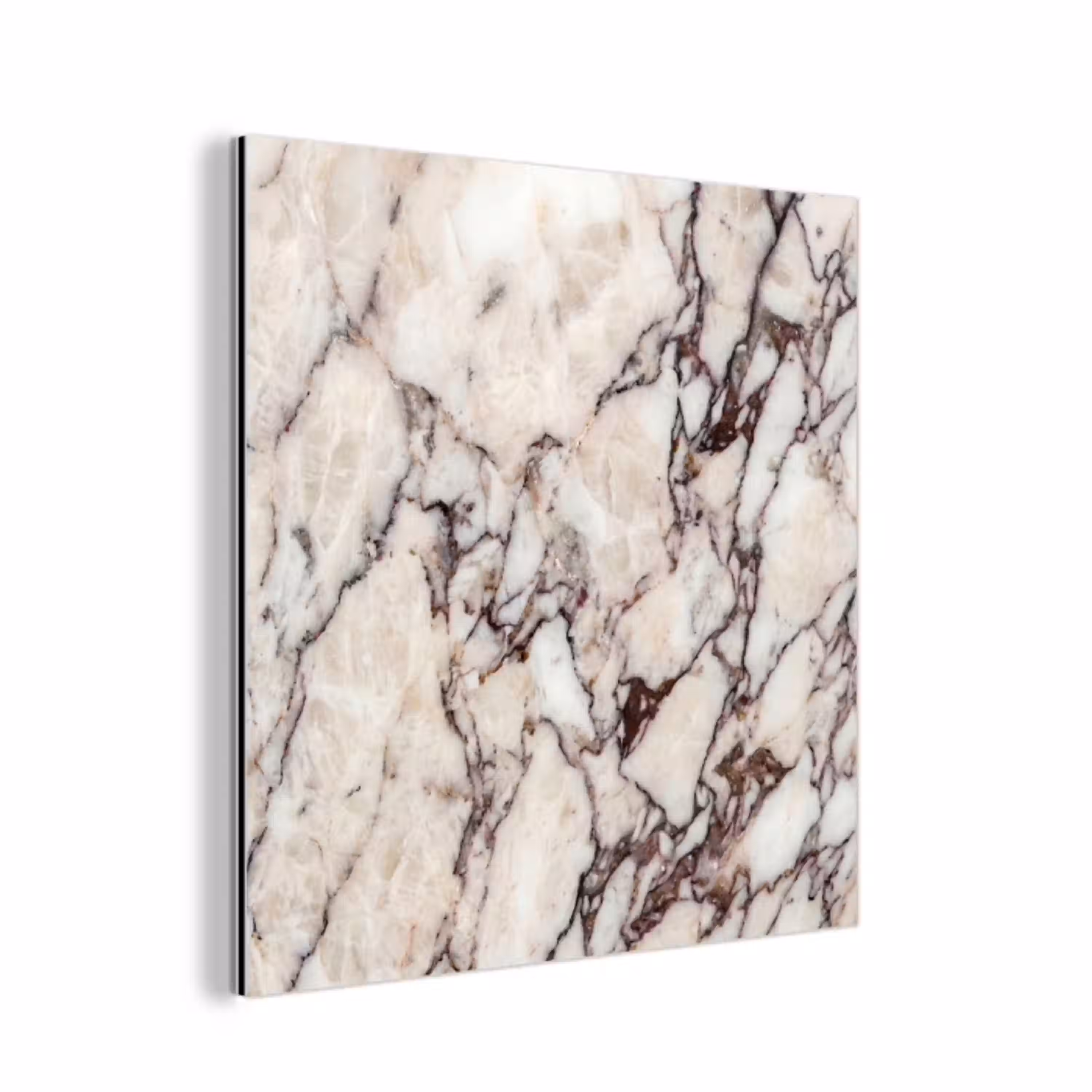 Marmer - Textuur - Abstract - Wit - Bruin aluminium wit klein -3d
