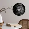 Leeuw - Ogen - Oranje - Zwart wit - Dieren - Portret Wandcirkel behangsticker klein -sfeer3