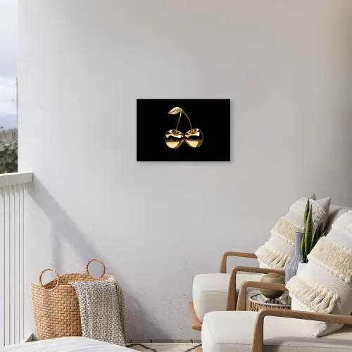 Kersen - Zwart - Goud - Chrome Tuinposter op houten frame 2 cm dik klein -sfeer1
