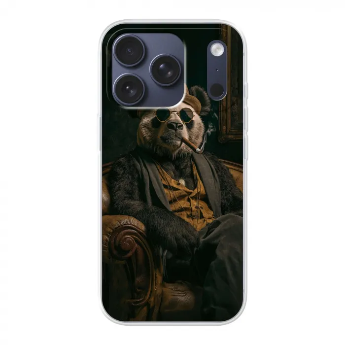 Panda - Hoed - Bril - Pak Telefoonhoesje iPhone 17 Pro klein -3d