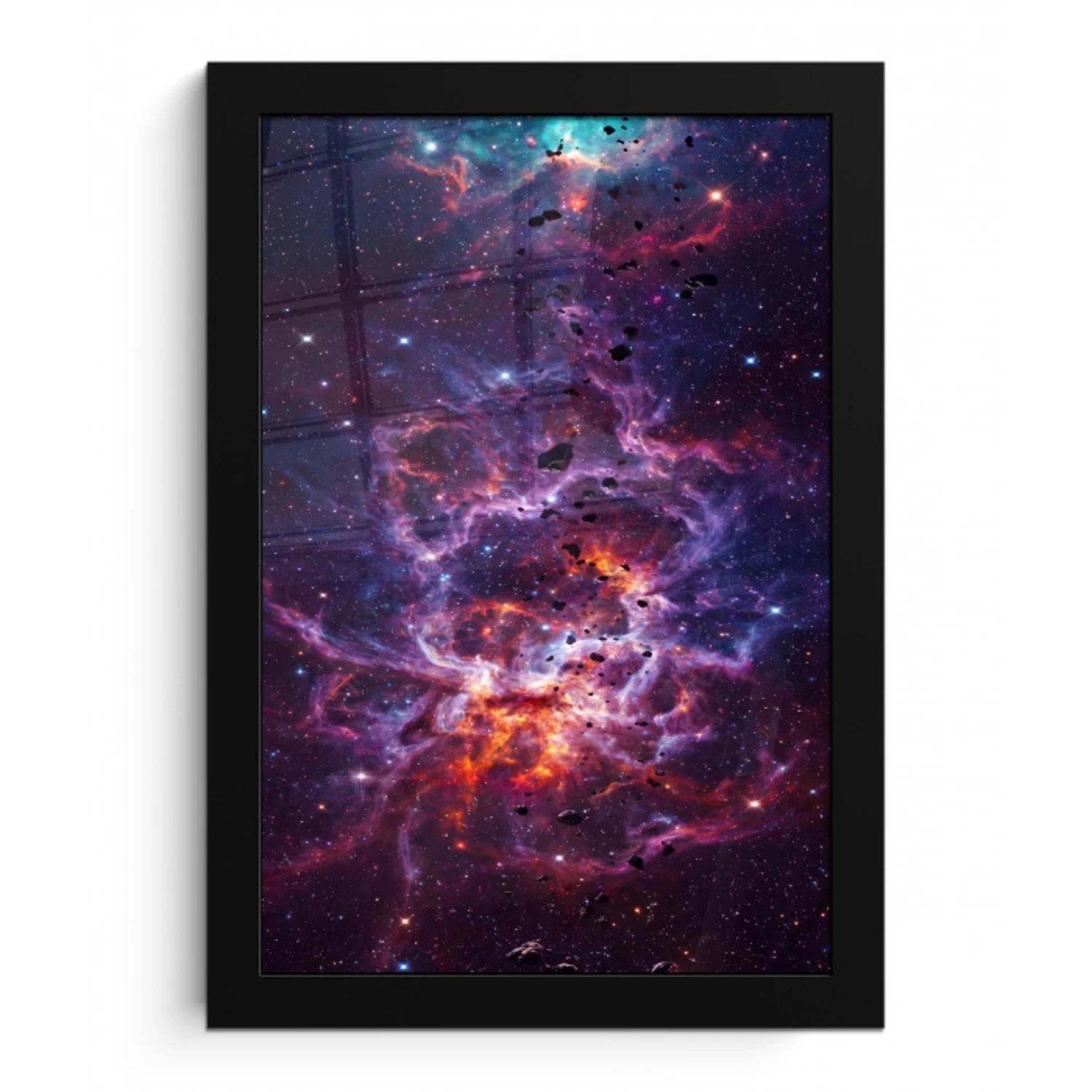 Space - Stars - Abstract - Colorful fotolijst zwart zonder passe partout klein -3d