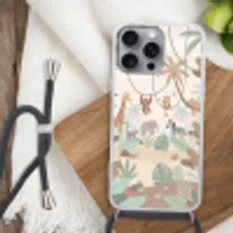 Jungle - Dieren - Groen Hoesje iPhone 16 Pro Max met koord klein -sfeer4