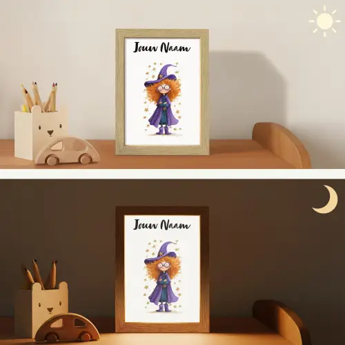 Toverheks - Sterren - Paars Light Box met kabel (Kinderlampje) klein -sfeer3_kind