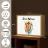 Leeuw - Verf - Kleurrijk - Wit - Dier Light Box met batterij (Wandlamp kind) middel -USP_websiteoverzichtNL