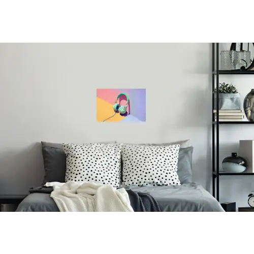 Koptelefoon - Mintgroen - Draad Muursticker klein -slaapkamer