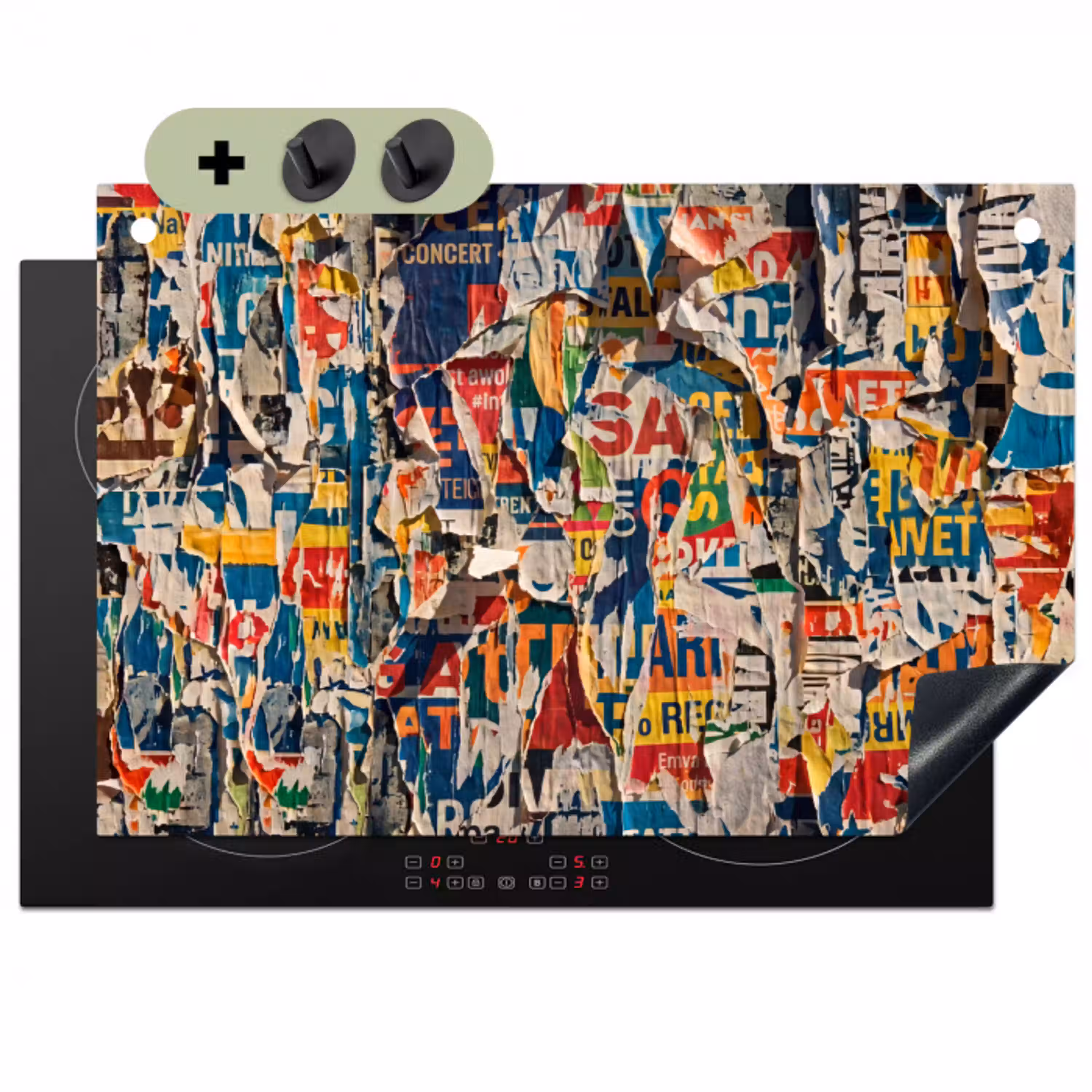 Abstract - Gelaagd papier - Urban - Modern - Kleurrijk Inductie beschemer met haakjes klein -3d