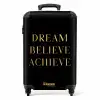 Quotes - Dream believe achieve - Goud - Zwart - Luxe NBS - Handbagage koffer - Unisex middel -productfoto_recht