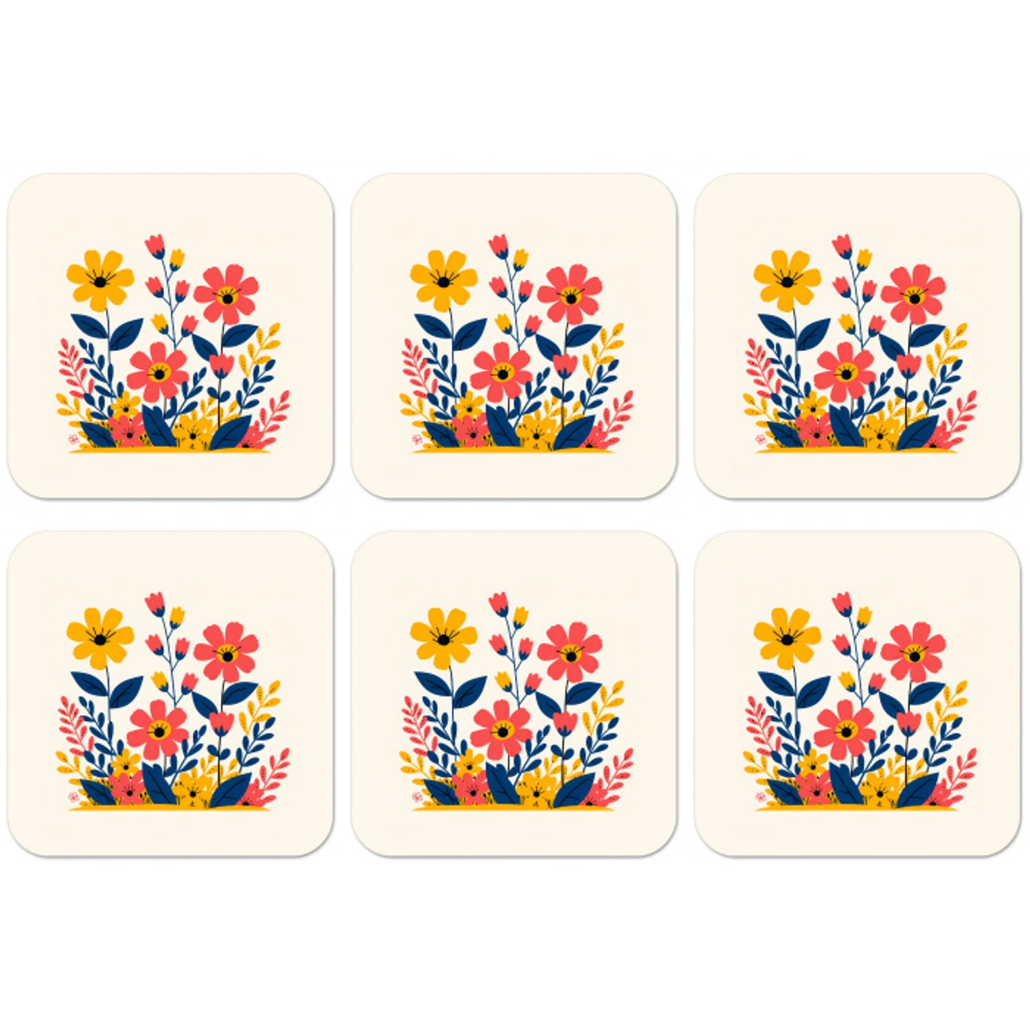 Illustratie - Bloemen - Bladeren - Roze onderzetter kurk middel -zkaufland3dotto