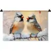 Vogels - Tak - Winter - Sneeuw Wandkleed katoen klein -zz3d
