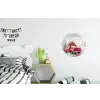 Auto - Rood - Cadeaus - Winter - Sneeuw - Kerst Wandcirkel aluminium klein -kinderkamer
