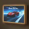 Rode raceauto - Blauw - Futuristisch Light Box met batterij (Wandlamp kind) middel -z3d_website