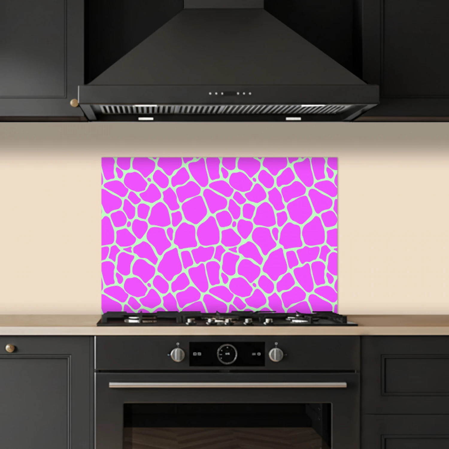 Mintgroen - Roze - Vlekken - Patroon keuken achterwand spatscherm klein 900 -sfeer1