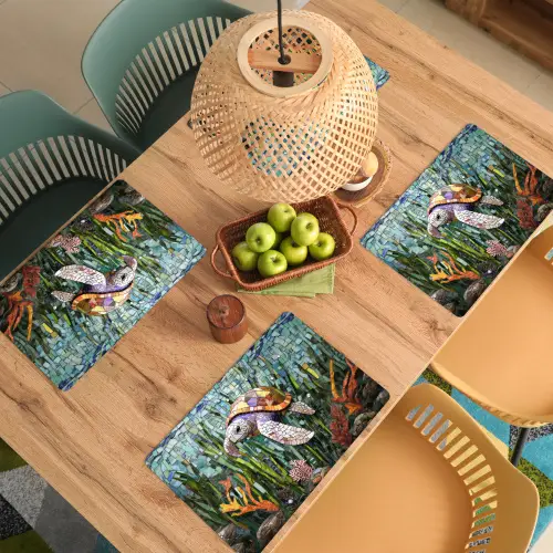 Schildpad - Zeewier - Mozaïek Placemat vinyl groot -zzsfeer5_Kitchenyeah-website