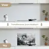 Krijger - Draak - Grijs keuken achterwand spatscherm klein -voor_na_NL