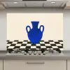 Vaas - Blauw - Geblokt - Modern keuken achterwand spatscherm klein -3d_website