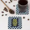 Patroon - Geblok - Blauw - Slow down you're doing fine onderzetter kurk middel -sfeer2