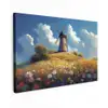 Windmolen - Heuvel - Bloemen - Kleurrijk canvas 2cm klein -z3d