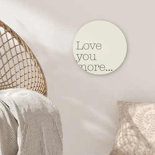 Minimalistisch - Love - Beige Wandcirkel kunststof plaat 5mm dik klein -sfeer5