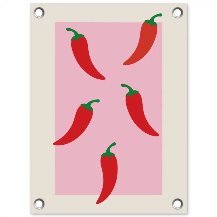 Pepers - Rood - Illustratie tuinposter los doek klein -3d