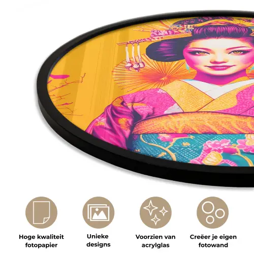 Bloemen - Vrouw - Kimono - Roze Fotolijst rond zonder passe partout klein -closeup_NL