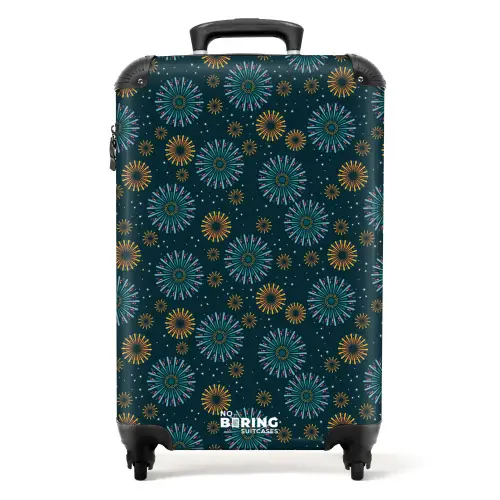 Retro disco 70s vuurwerk patroon kleurrijk NBS - Handbagage koffer - Volwassenen Unisex middel -productfoto_recht