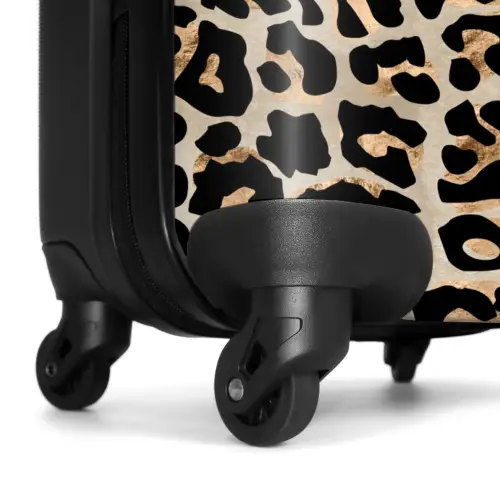 Dierenprint - Bruin - Panter NBS - Handbagage koffer - Unisex middel -wiel