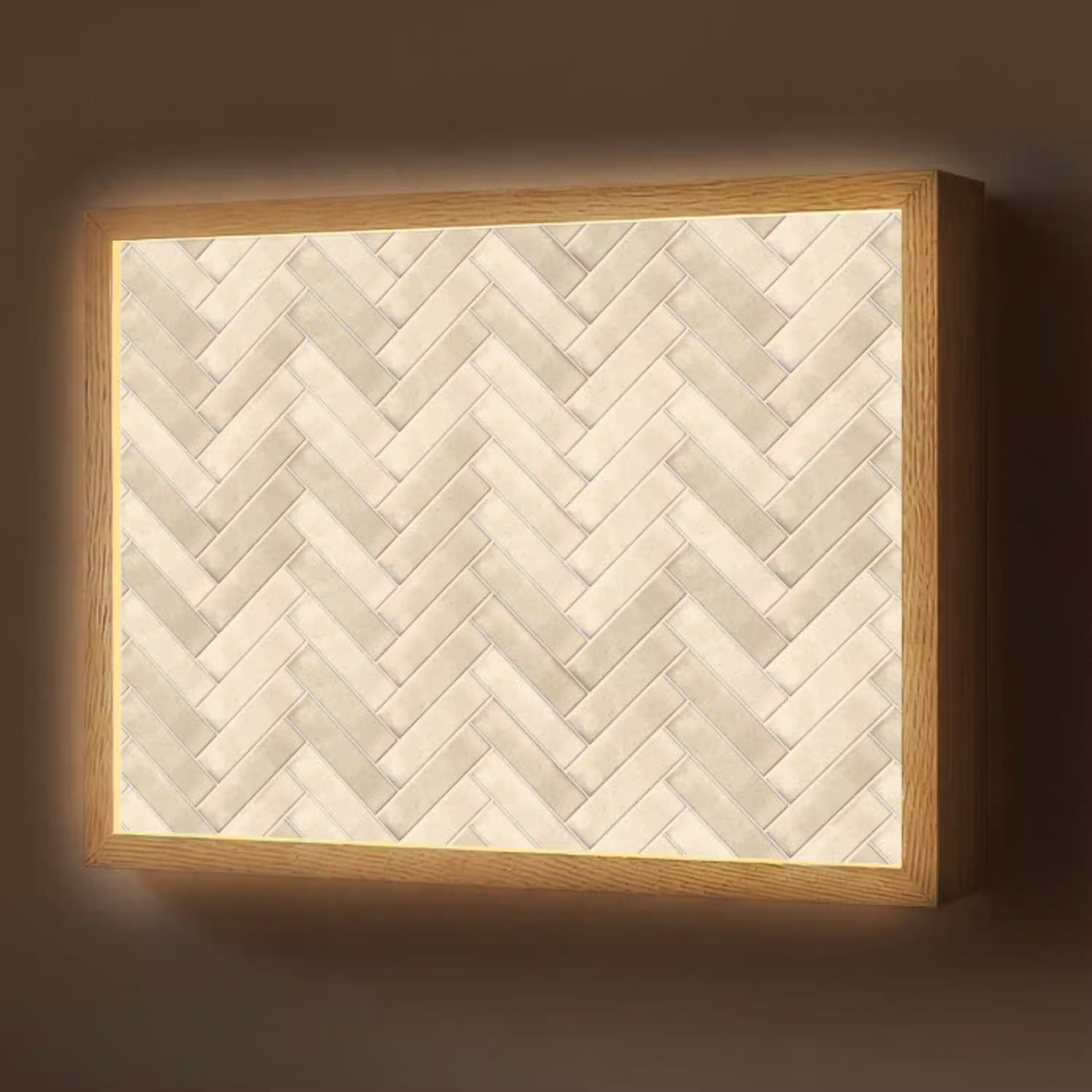 Visgraat - Wandtegel - Licht Beige Light Box met batterij (Wandlamp) middel 907 -z3d_website