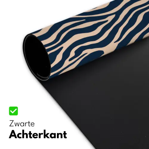 Zebra - Patroon - Blauw - Beige Muismat XXL klein 681 -sfeer2