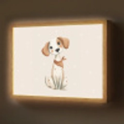 Hond - Pup - Beige - Stippen Light Box met batterij (Wandlamp) middel -z3d_website