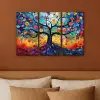 Kleurrijk - Levensboom - Bloemen - Abstract Canvas - Meerluiken 3 luik klein -sfeer2