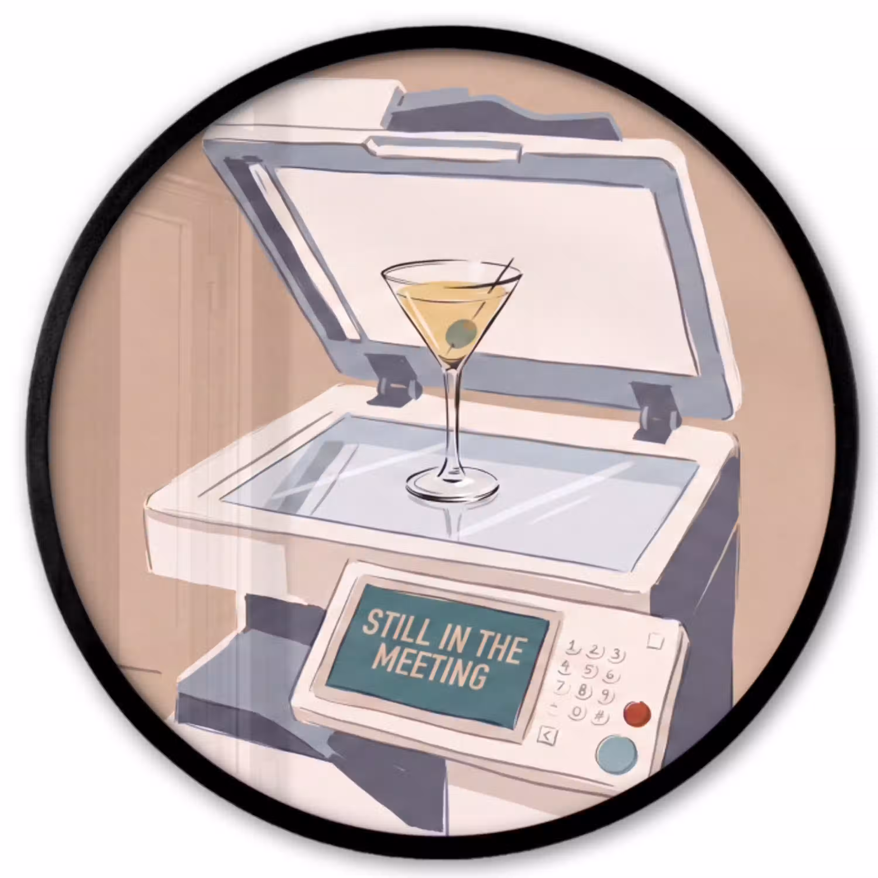 Kantoor - Drank - Humor - Illustratie Fotolijst rond zonder passe partout klein -3d