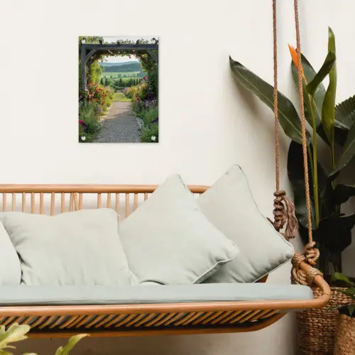 Doorkijk - Landschap - Natuur - Tuinboog - Bloemen tuinposter los doek klein -sfeer7