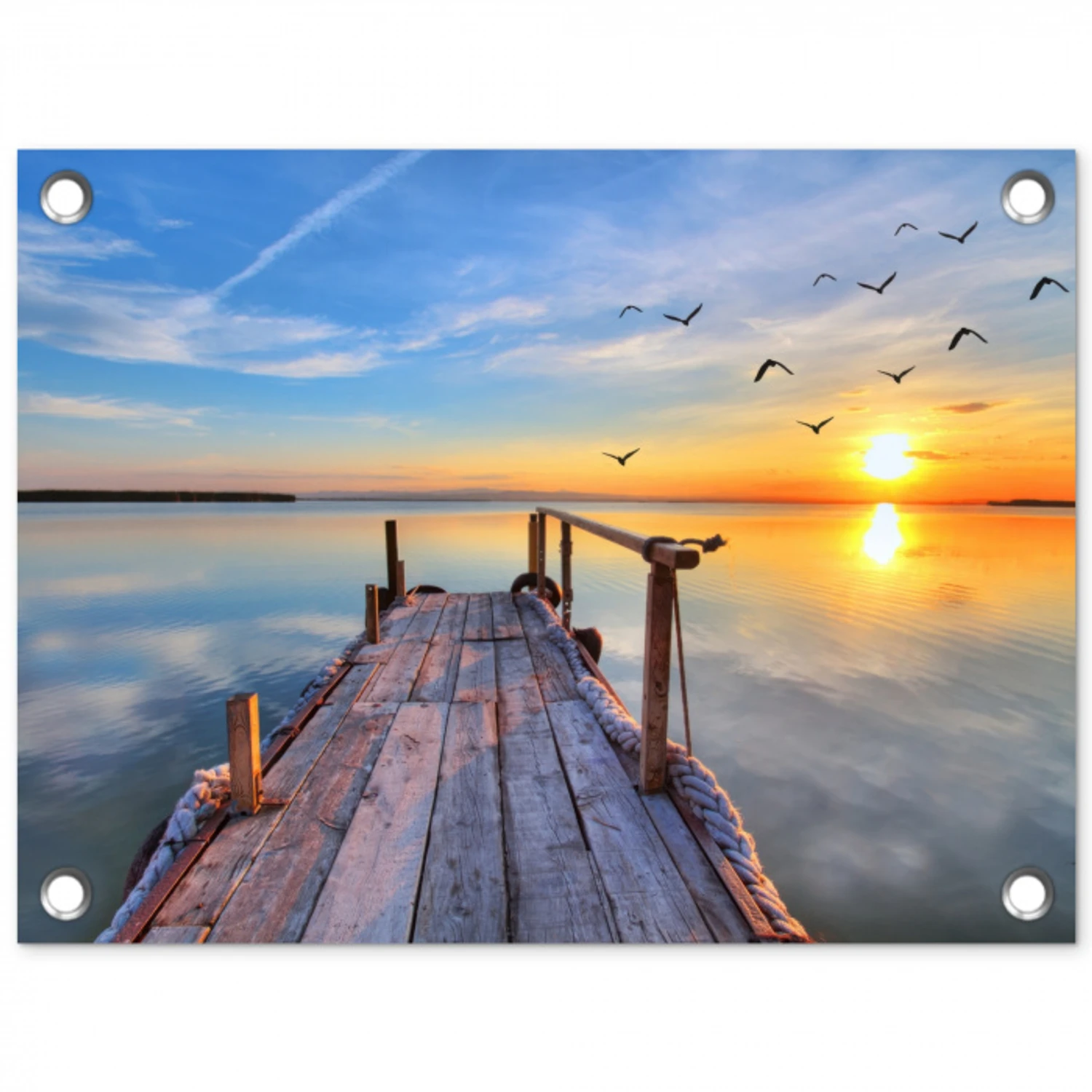 Rustige Zonsondergang tuinposter los doek klein -3d