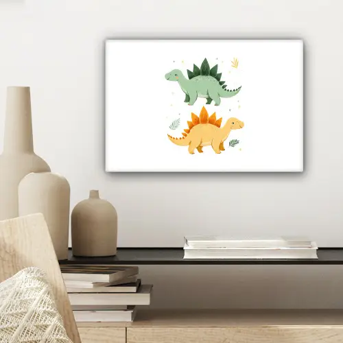 Sterren - Stegosaurussen - Blaadjes - Groen canvas 2cm klein -sfeer6