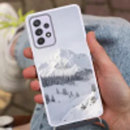 Berg - Sneeuw - Winter - Natuur - Wit Hoesje Samsung Galaxy A52 5G met koord klein -sfeer3
