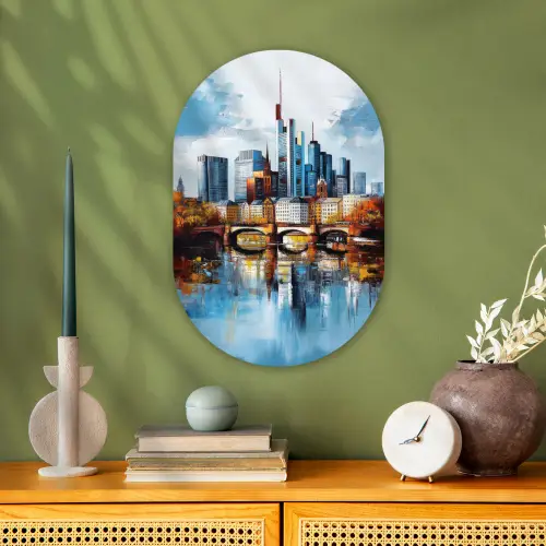 Bomen Frankfurt- Stad - Skyline - Brug Wandcirkel Ovaal Forex klein -sfeer2