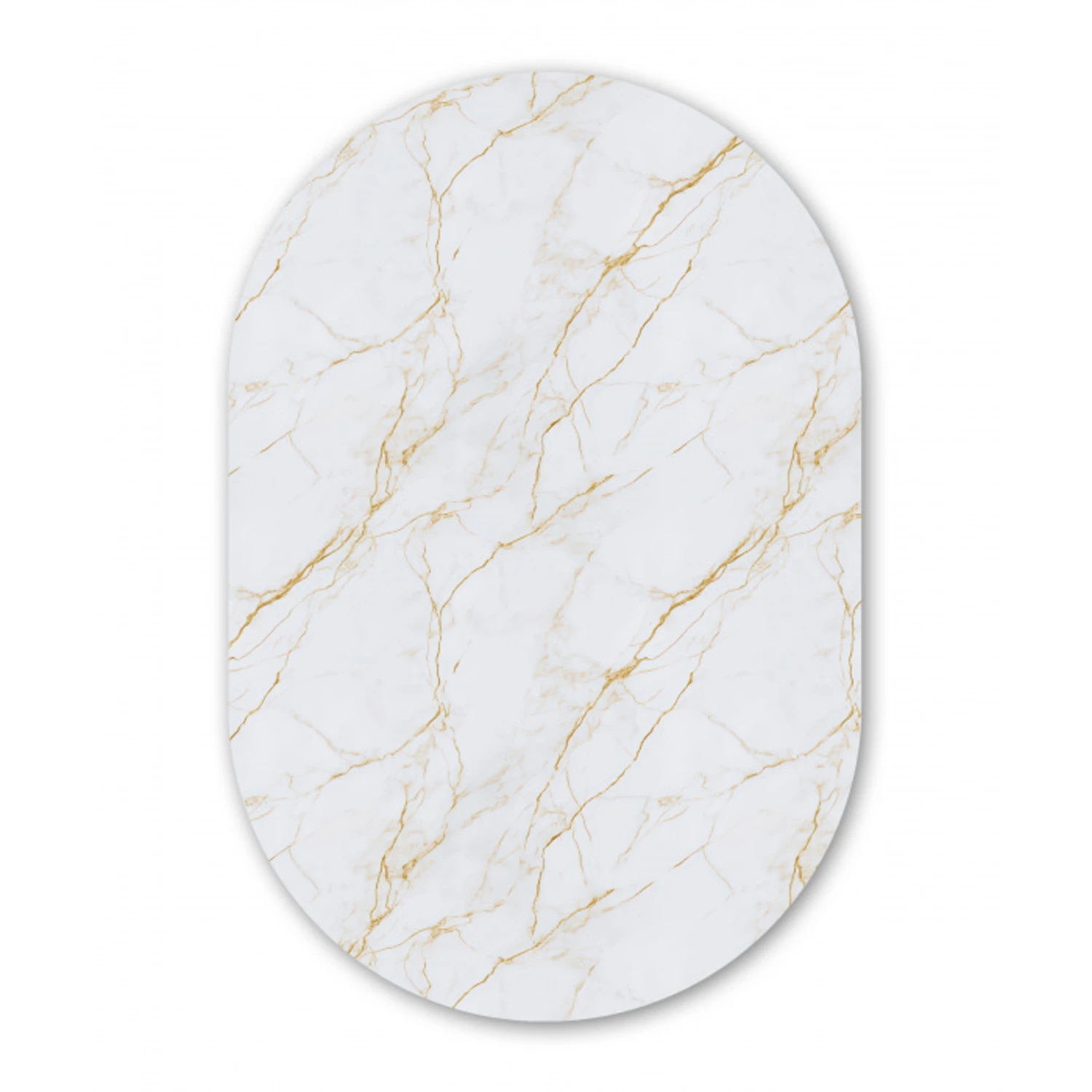 Wit - Marmer - Goud - Luxueus Wandcirkel Ovaal Aluminium middel 839 -3d