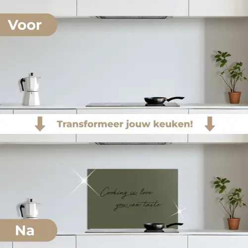 Cooking is love you can taste keuken achterwand spatscherm klein -voor_na_NL