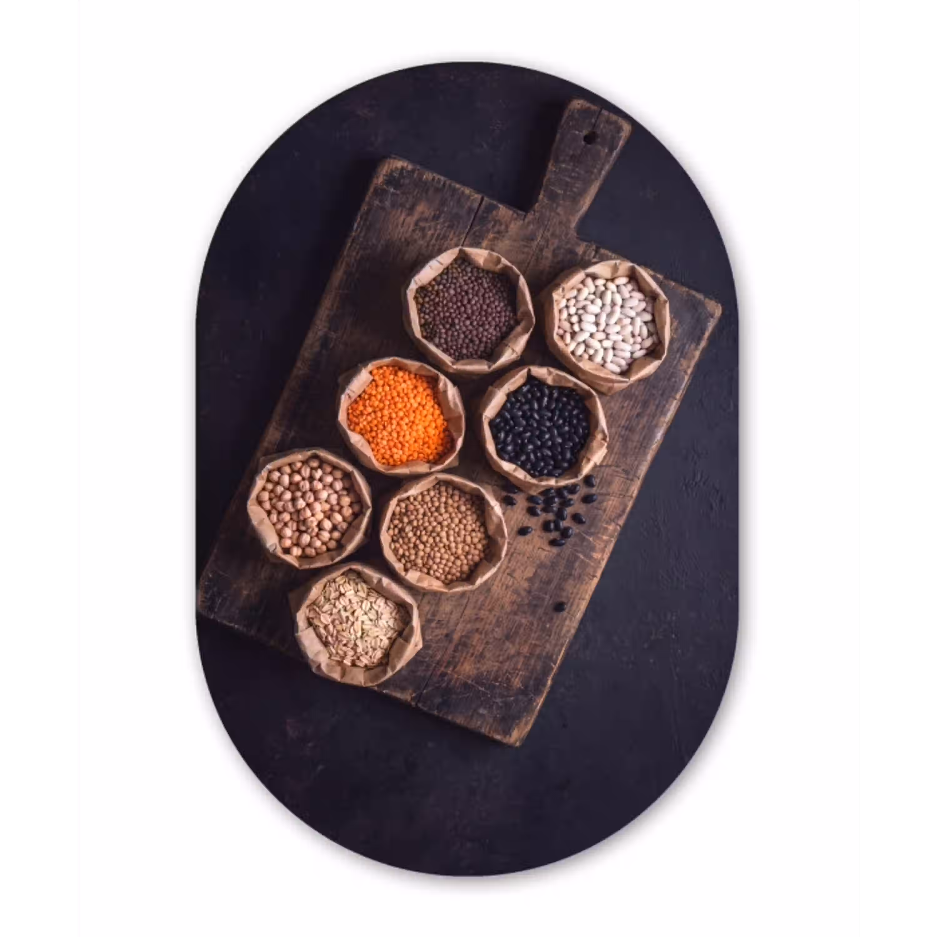 Eten - Zakjes - Voeding Wandcirkel Ovaal Glas middel -3d